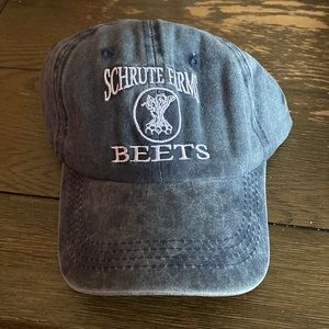 Distress dark blue “The Office” Schrute Farms Beets hat. Adjustable. Brand new.